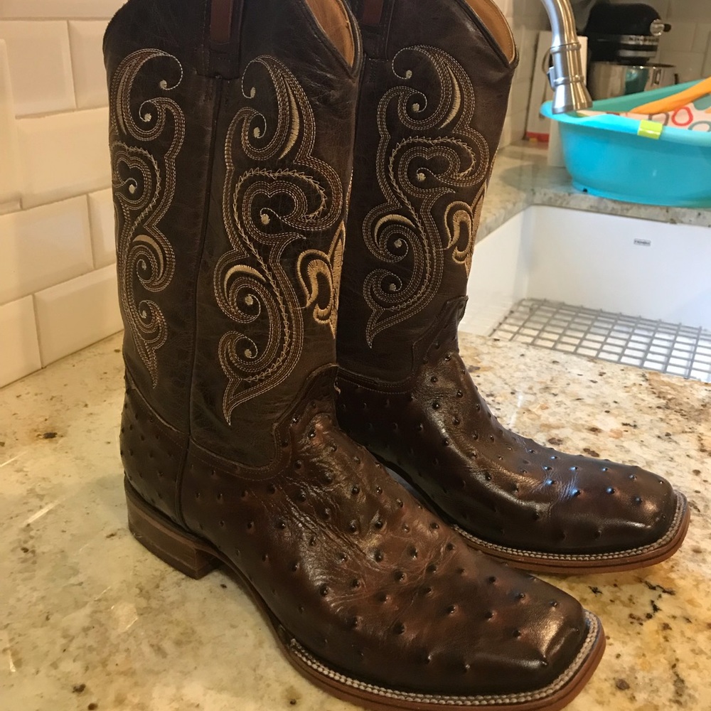 Genuine ostrich skin men’s Carreta boots